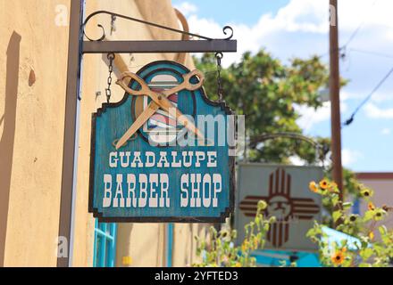 Guadalupe Barber Shop in Santa Fe, New Mexico, USA Stock Photo