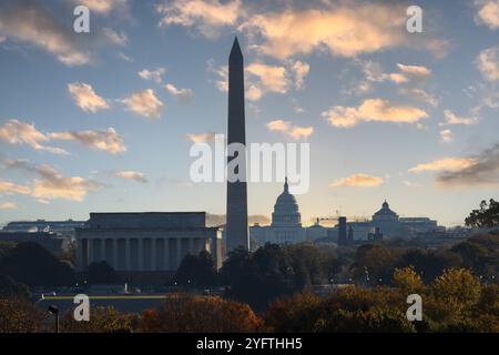 DC skyline with the Washington Monument, Lincoln Memorial, and Capitol Building DC skyline with the Washington Monument, Lincoln Memorial, and Capitol Stock Photo