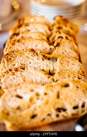 Slices of country rustic bread. Stock Photo