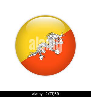 Bhutan flag on button Stock Vector