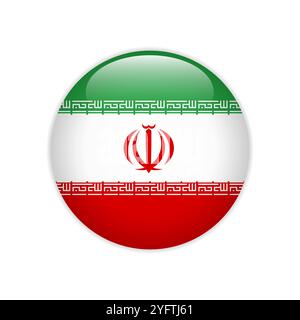Iran flag on button Stock Vector