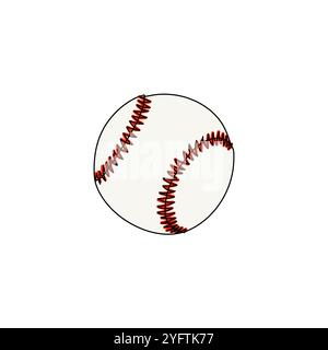 Ball for baseball. Sports equipment. Line art vector illustration. Stock Vector