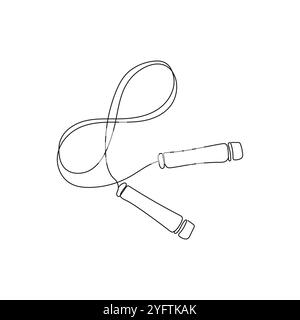 Skipping rope, jump rope. Sports, fitness equipment. Cardio treining. One line vector illustration. Stock Vector