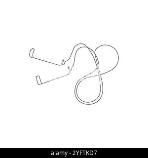 Skipping rope, jump rope. Sports fitness equipment. Cardio treining. One line art. Vector illustration. Stock Vector