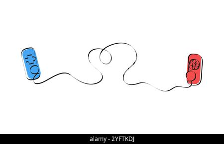 Vector game joy-con controllers in one line style. Wireless game controllers for switch console. Stock Vector