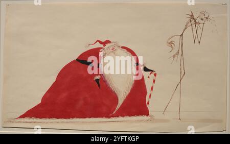 Father Christmas and Jack Skellington storyboard from The Nightmare Before Christmas by Tim Burton Stock Photo