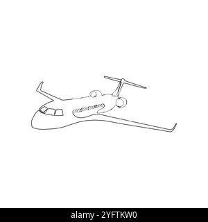 Airplane flying. One continuous line drawing style. Minimalism hand drawn vector illustration. Stock Vector