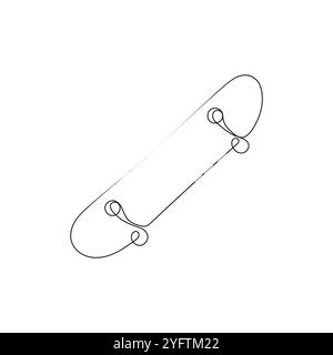 One line drawing of skateboard. Hipster extreme classic sport concept. Vector illustration Stock Vector
