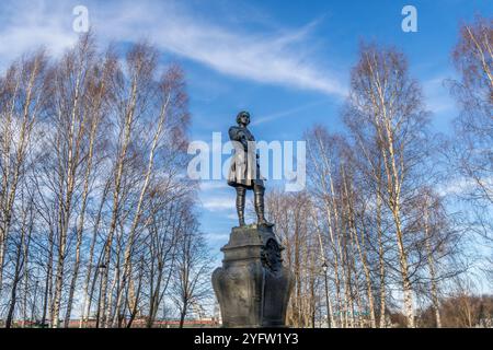 The monument of Petr the Great, a Russian emperor in Petrozavodsk, Republic of Karelia, Russia (sculptor - Ivan Shreder, 1873). Stock Photo