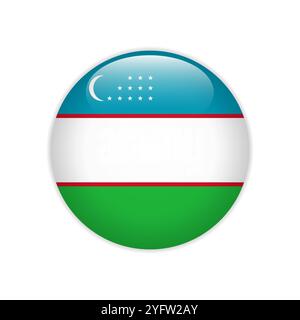 Uzbekistan flag on button Stock Vector