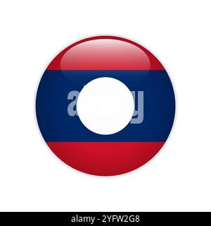 Laos flag on button Stock Vector
