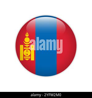 Mongolia flag on button Stock Vector