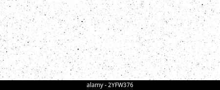 Black and white dirty dot seamless pattern. Grunge dripped splashed sprinkles, particles, dust wallpaper. Distress noise grain repeated background. Random mottled gritty overlay texture. Vector Stock Vector