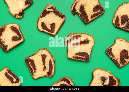 Homemade cozonac, traditional Romanian sweet brioche bread with walnuts and chocolate filling Stock Photo
