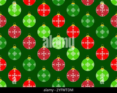 Christmas balls seamless pattern. Christmas Tree Balls is decorated with snowflakes patterns. Christmas Tree Balls. Xmas design for wrappers, covers, Stock Vector