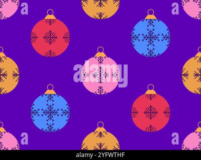 Christmas balls seamless pattern. Christmas Tree Balls is decorated with snowflakes patterns. Christmas Tree Balls. Xmas design for wrappers, covers, Stock Vector