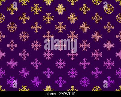 Snowflakes seamless pattern. Winter background with geometric snowflakes of different shapes. Christmas and New Year design for wallpaper, wrappers an Stock Vector