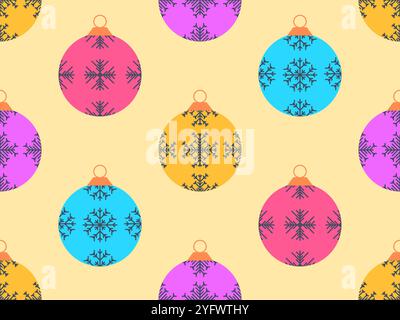Christmas balls seamless pattern. Christmas Tree Balls is decorated with snowflakes patterns. Christmas Tree Balls. Xmas design for wrappers, covers, Stock Vector