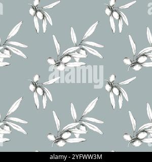 Pencil olive tree black and white hand drawn illustration isolated on ...