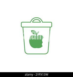 food waste icon with a trash bin Stock Vector