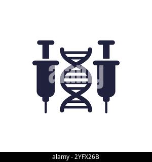 Gene therapy icon, dna and syringes Stock Vector
