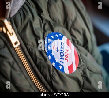 Elevator Sticker Protection President Donald Trump wears an I Voted sticker as he speaks after ...