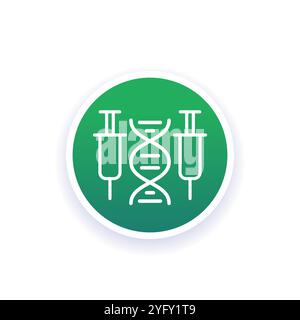 Gene therapy line icon, dna and syringes vector Stock Vector
