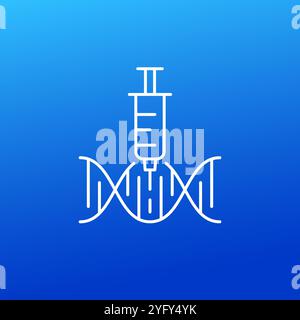 gene therapy line icon on blue Stock Vector