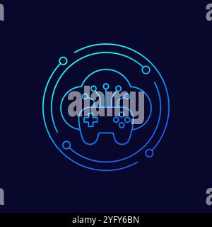 game server icon with gamepad, cloud gaming Stock Vector
