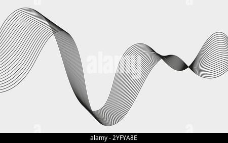 Abstract background with curved line. Sound waves shape. Music and song, melody. Minimalist creativity and art. Modern technologies. Linear vector Stock Vector