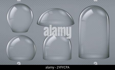 Glass domes set isolated on transparent background. Vector realistic ...
