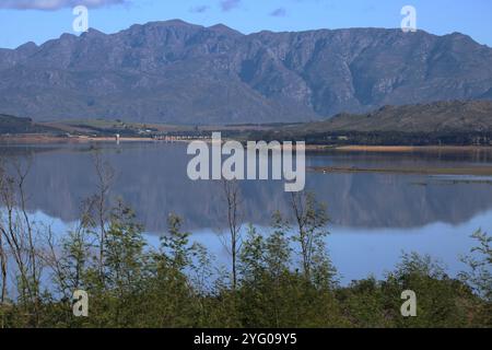 View of Theewaterskloof dam from Dennehof, Department of Water Affairs. Stock Photo