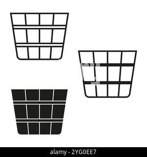Basket icon. Simple vector outline. Storage container symbol. Black and white design. Stock Vector