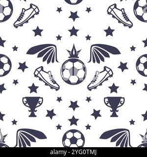 Soccer Trophy Star Seamless Pattern Stock Vector