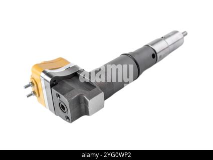 New fuel injector on white background close up Stock Photo - Alamy