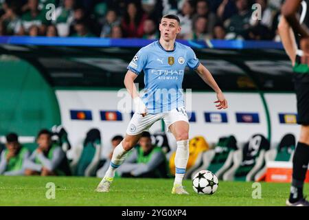 Lisbon, Portugal. 05th Nov, 2024. Phil Foden (Manchester City FC) seen in action during the UEFA Champions League game between teams of Sporting CP and Manchester City FC. Final score; Sporting 4:1 Manchester City Credit: SOPA Images Limited/Alamy Live News Stock Photo