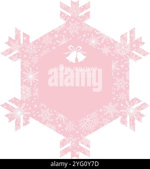 Christmas Vector Snowflake Shape Frame Illustration With Snowflake Patterns And Text Space Isolated On A White Background. Stock Vector