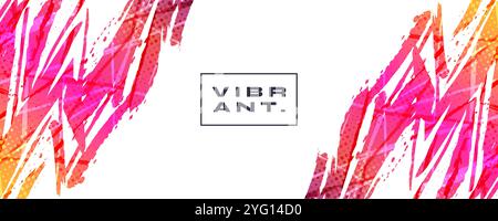 Abstract Background with Brush Texture in Pink and Orange Gradient Colors with Halftone Effect. Vibrant Grunge Background for Sports or Event Design Stock Vector