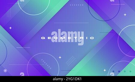 Cyan and Purple Gradient Geometric Background. Cover, Banner or Layout Design Template for Identity, Branding, Advertising or Promotion Stock Vector