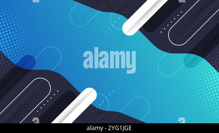 Blue and Green Gradient Background with Geometric Line Shape and Technology Concept Stock Vector