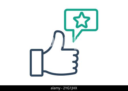 Appreciation icon. line icon style. thumb with chat and star. icon related to motivation. success elements vector illustration Stock Vector