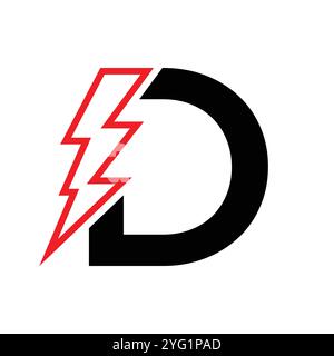 Letter D For Electric Logo Combination With Lightning Thunder Bolt Icon. Power Logo Design Stock Vector