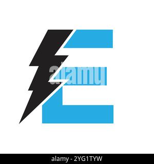 Letter E For Electric Logo Combination With Lightning Thunder Bolt Icon. Power Logo Design Stock Vector