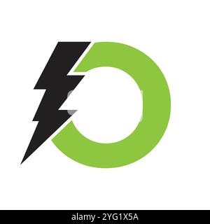 Letter O For Electric Logo Combination With Lightning Thunder Bolt Icon. Power Logo Design Stock Vector