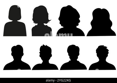 Male and female head silhouettes avatar profile icons Stock Photo - Alamy