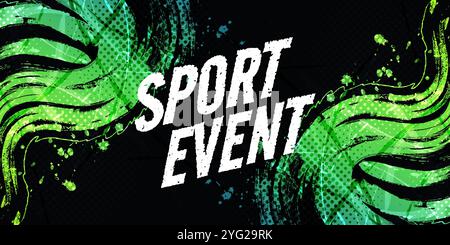 Green and Blue Gradient Brush Texture Background with Halftone Effect. Sports Background with Grunge Concept Stock Vector