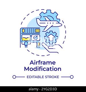 Airframe modification multi color concept icon Stock Vector
