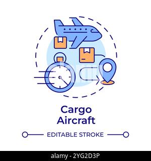 Cargo aircraft multi color concept icon Stock Vector
