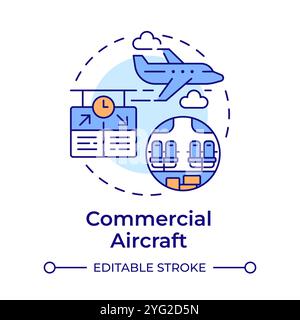 Commercial aircraft multi color concept icon Stock Vector