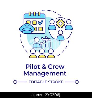 Pilot crew management multi color concept icon Stock Vector